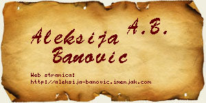 Aleksija Banović vizit kartica